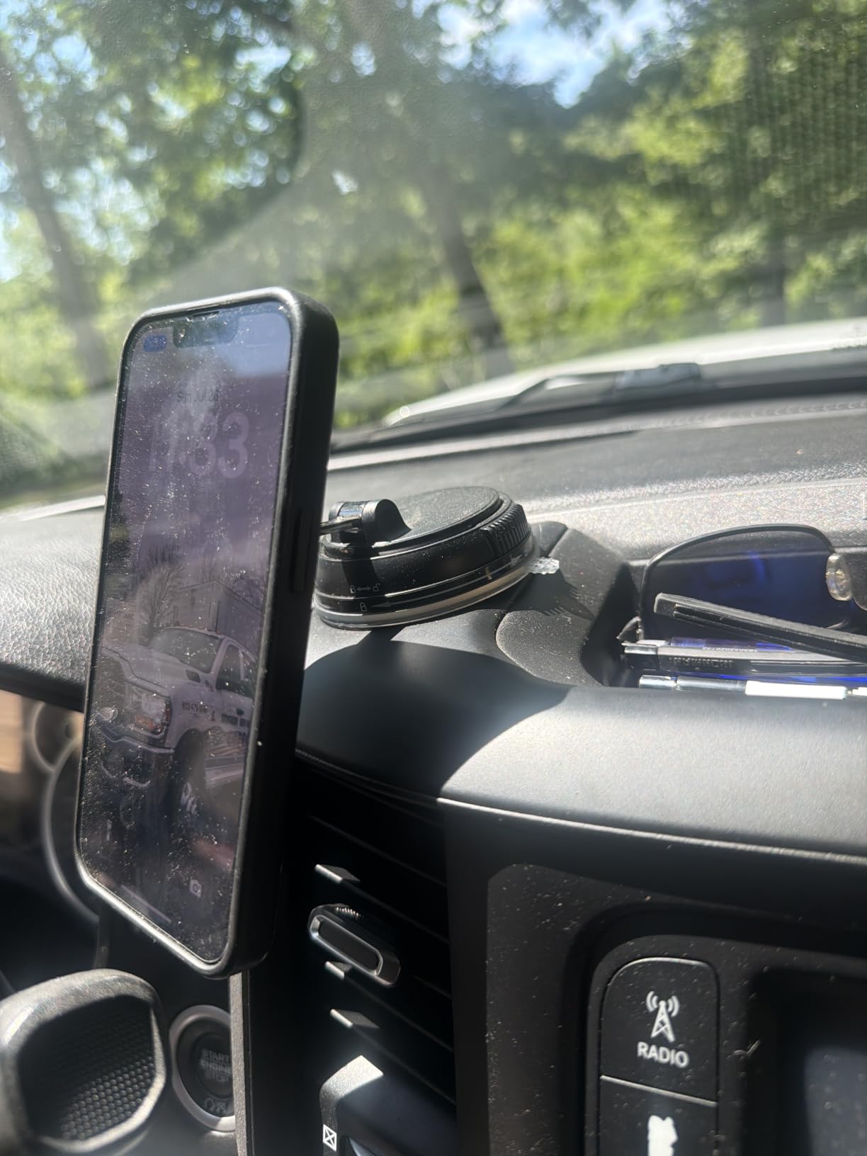 ANDERY Car Phone Holder for Magsafe [78+LBS Strongest Suction & 2400gf Strongest Magnetic] 360° Adjustable Car Phone Mount, Phone Holders for Your Car for iPhone 18-12 Pro Max Plus Air, Carbon Fiber customer photo 1