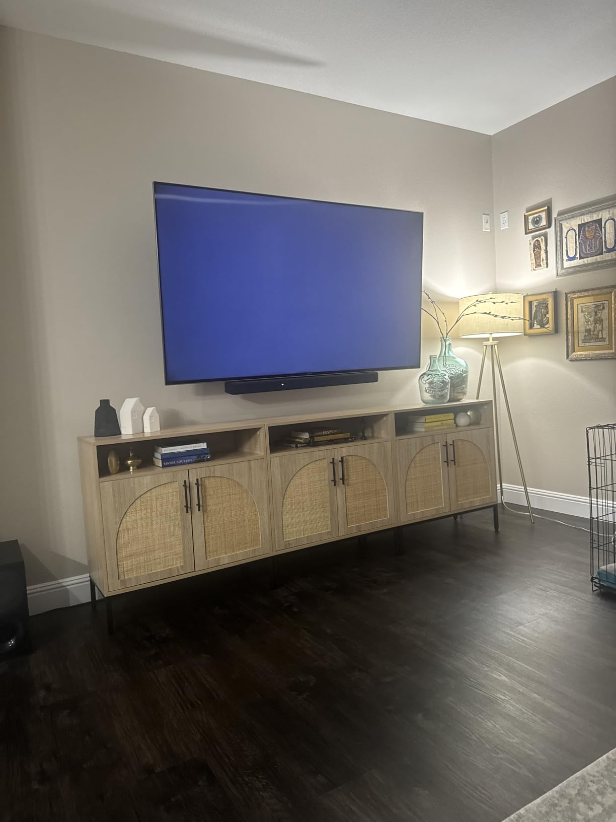 Best Choice Products Rattan Sideboard Buffet Cabinet, Entryway Table, Accent Storage Cabinet, Console Table for Hallway, Living Room, Dining Room - Brown customer photo 1
