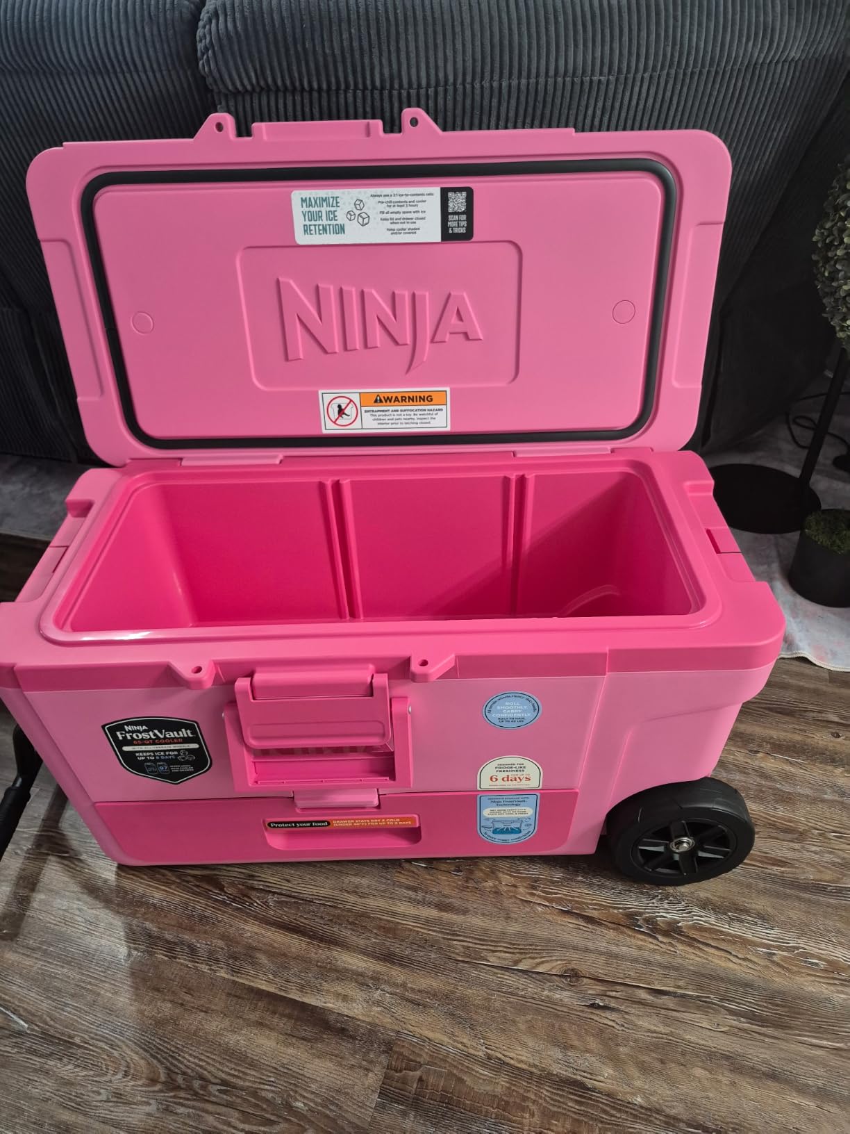 Ninja FrostVault™ 45qt Cooler with Wheels, Dry Storage, Lakeshore Blue | Ninja FrostVault's 45-qt capacity holds 68 cans, keeps food cool & dry, and rolls easily on all-terrain wheels customer photo 1