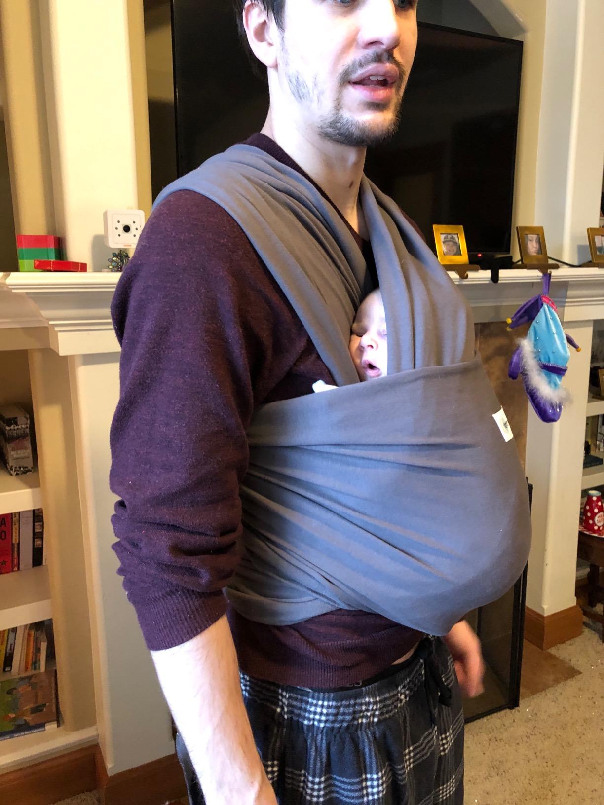 Sleepy Wrap Baby Carrier Wrap for Infants 7-35lbs, Lightweight, Dark Gray customer photo 1