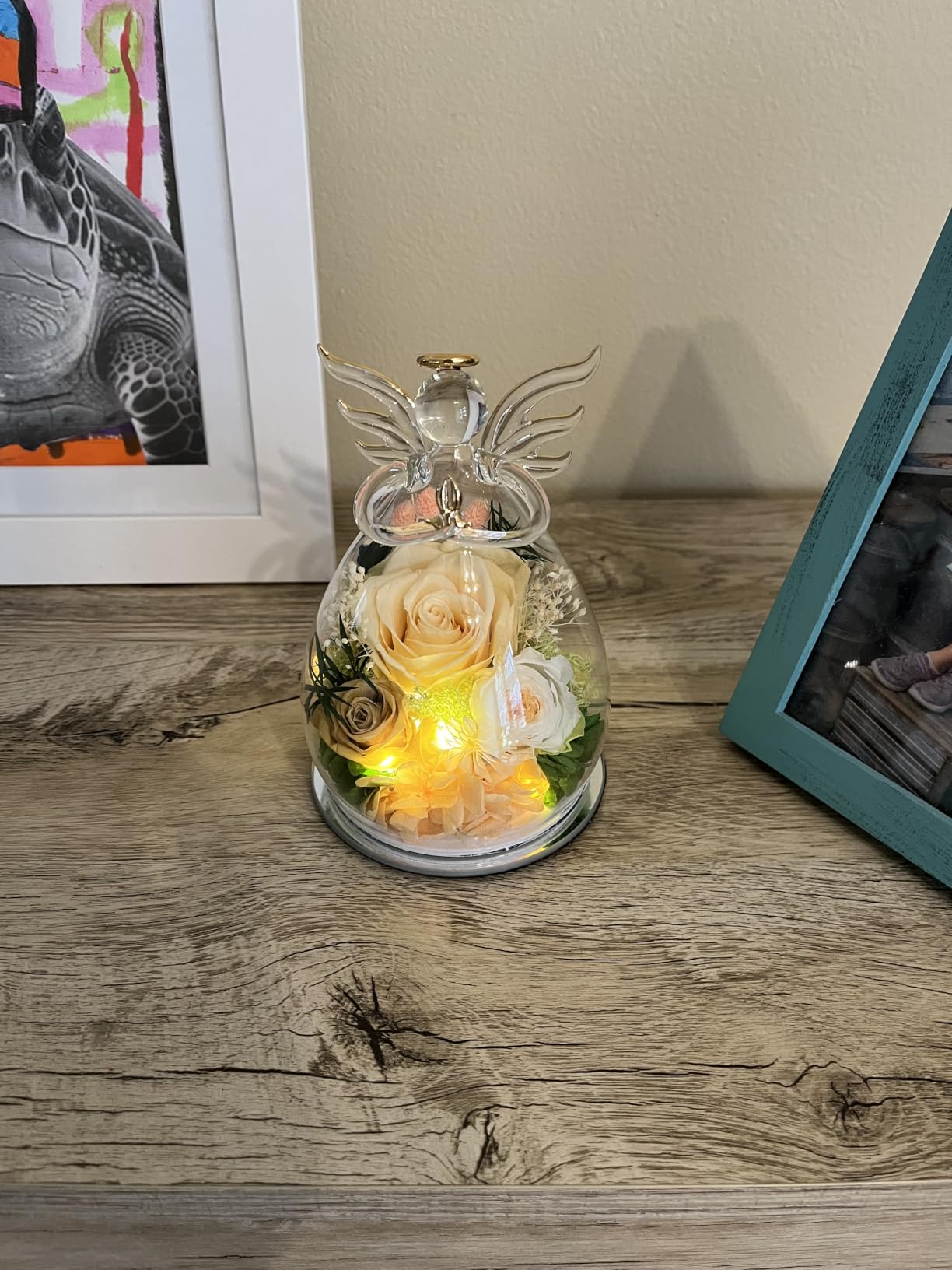 Gifts for Mom Birthday Gifts for Women Preserved Rose Forever Flower in Glass Angel Figurines Fresh Flowers for Delivery Anniversary Real Colorful Roses for Grandma Her Wife Mothers from Daughter customer photo 2