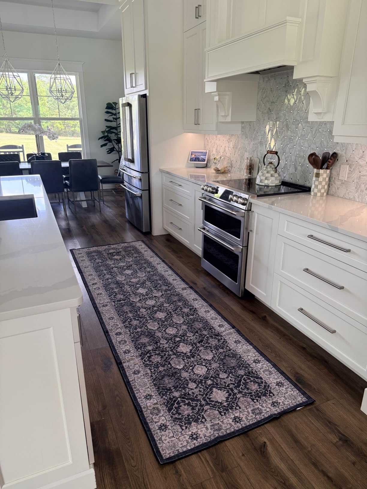 Washable Large 9x12 Area Rug - Living Room Oriental Non Slip Soft Rugs Indoor Low Pile Stain Resistant Carpet for Bedroom Dining Room Farmhouse Distressed Thin Home Decor Floor Mat (9x12 Beige) customer photo 2