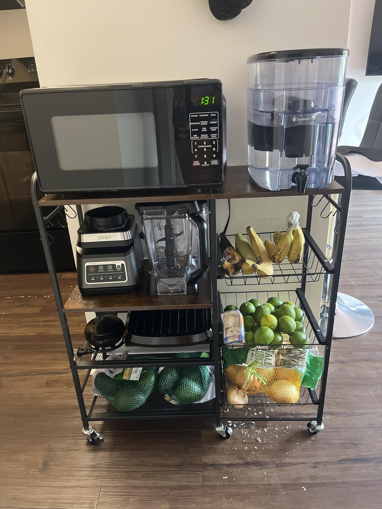 HapiRm Rolling Kitchen Microwave Cart - 4 Tier Microwave Table Stand with Pull-Out Baskets, Coffee Bar Baker's Rack with Wheels Rolling Storage Cart Organizer Shelf for Living Room Office, Balcony customer photo 1