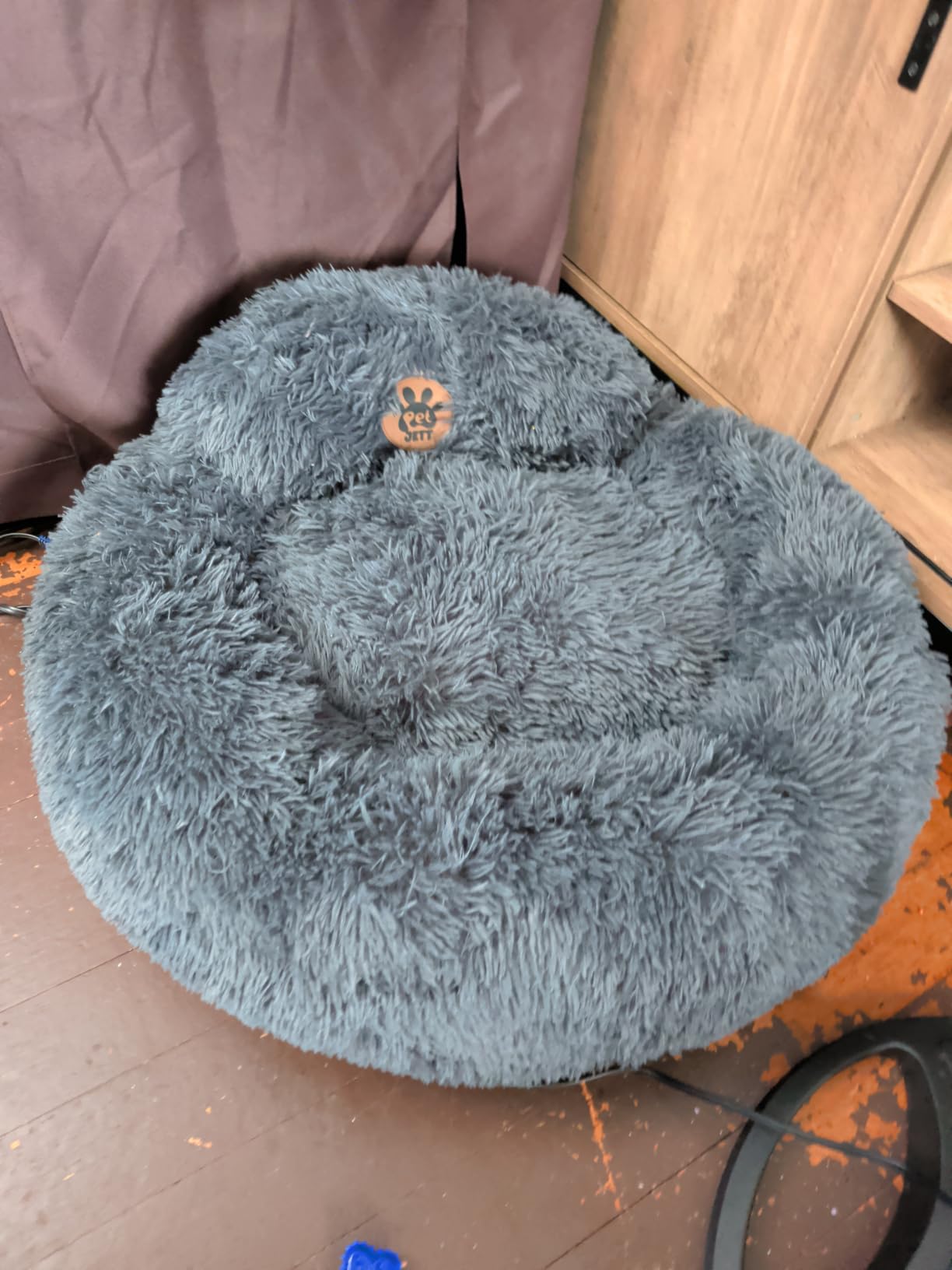 PetJett Calming Medium Dog Bed - 30'' Round Dog Beds - Washable Dog Bed - Anti-Slip Super Soft Fluffy Plush Donut Bed, Anti-Anxiety Premium Comfort Pet Bed, Fits Dogs up to 45 lbs - Beige customer photo 2