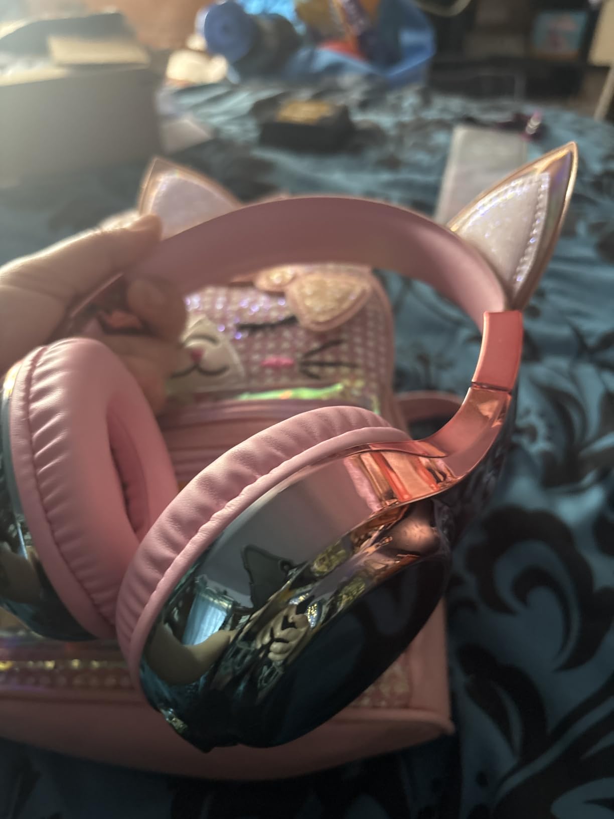 QearFun Kids Cat Ear Bluetooth Headphones, 60H, 74/85/94dB Volume Limit customer photo 1