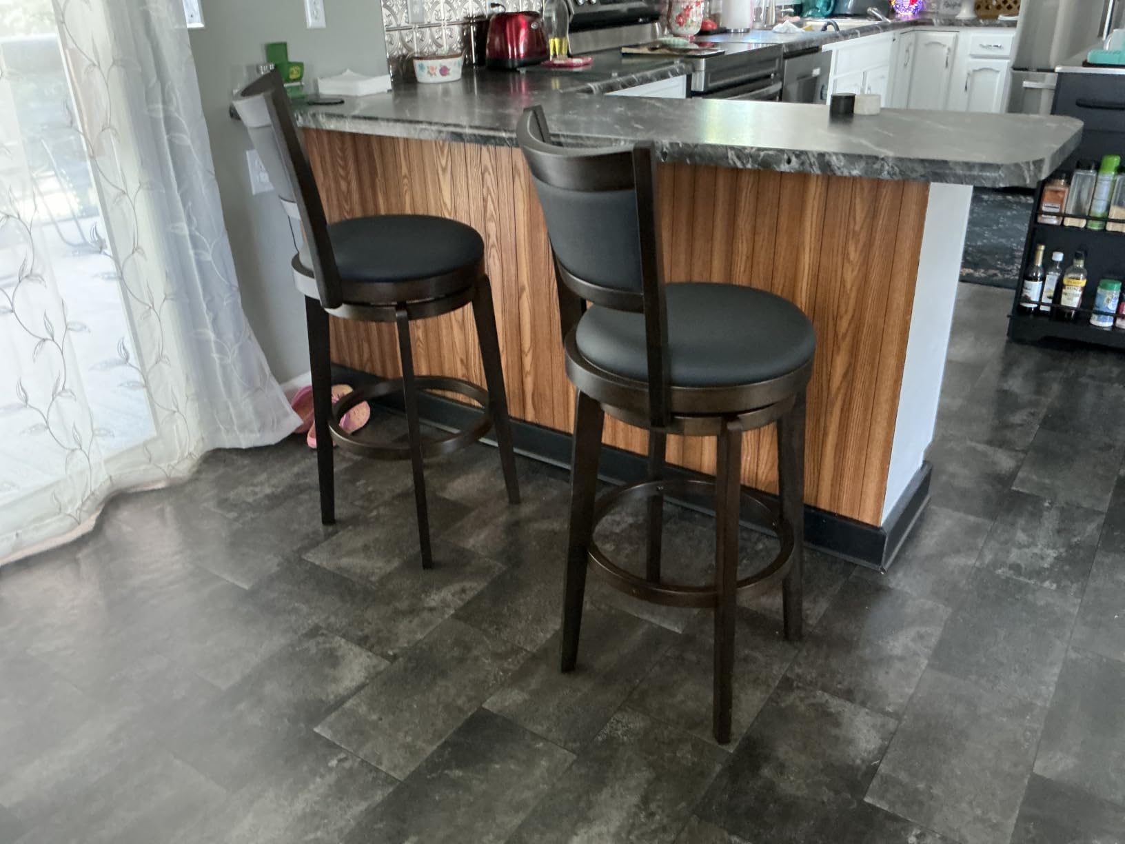 PrimeZone Swivel Bar Stools Set of 2, 34 Inch Extra Tall Bar Height customer photo 2