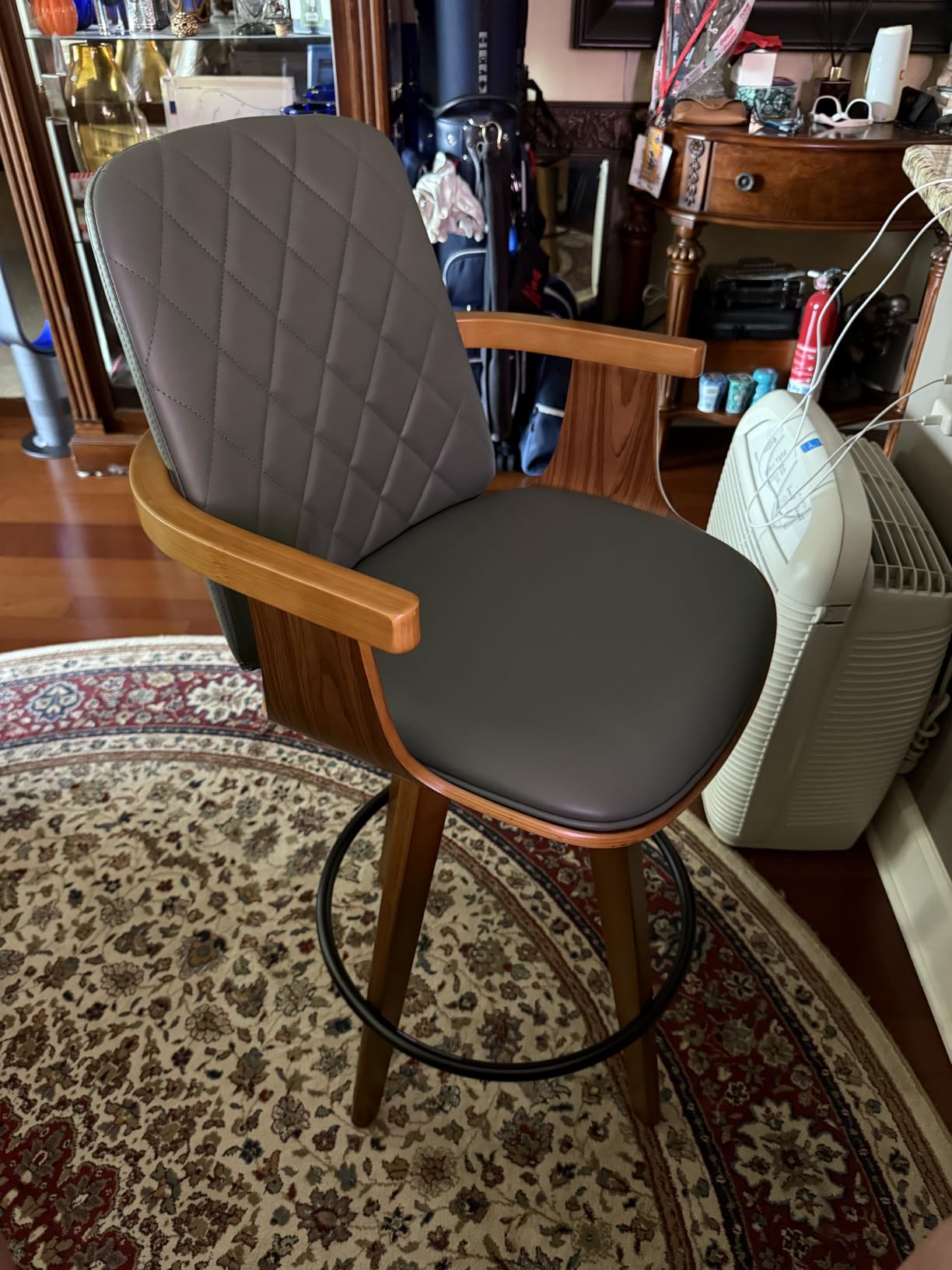 Mid Century Bar Stools, 30 inch Swivel Bar Stools with Curved Back and Arms customer photo 2