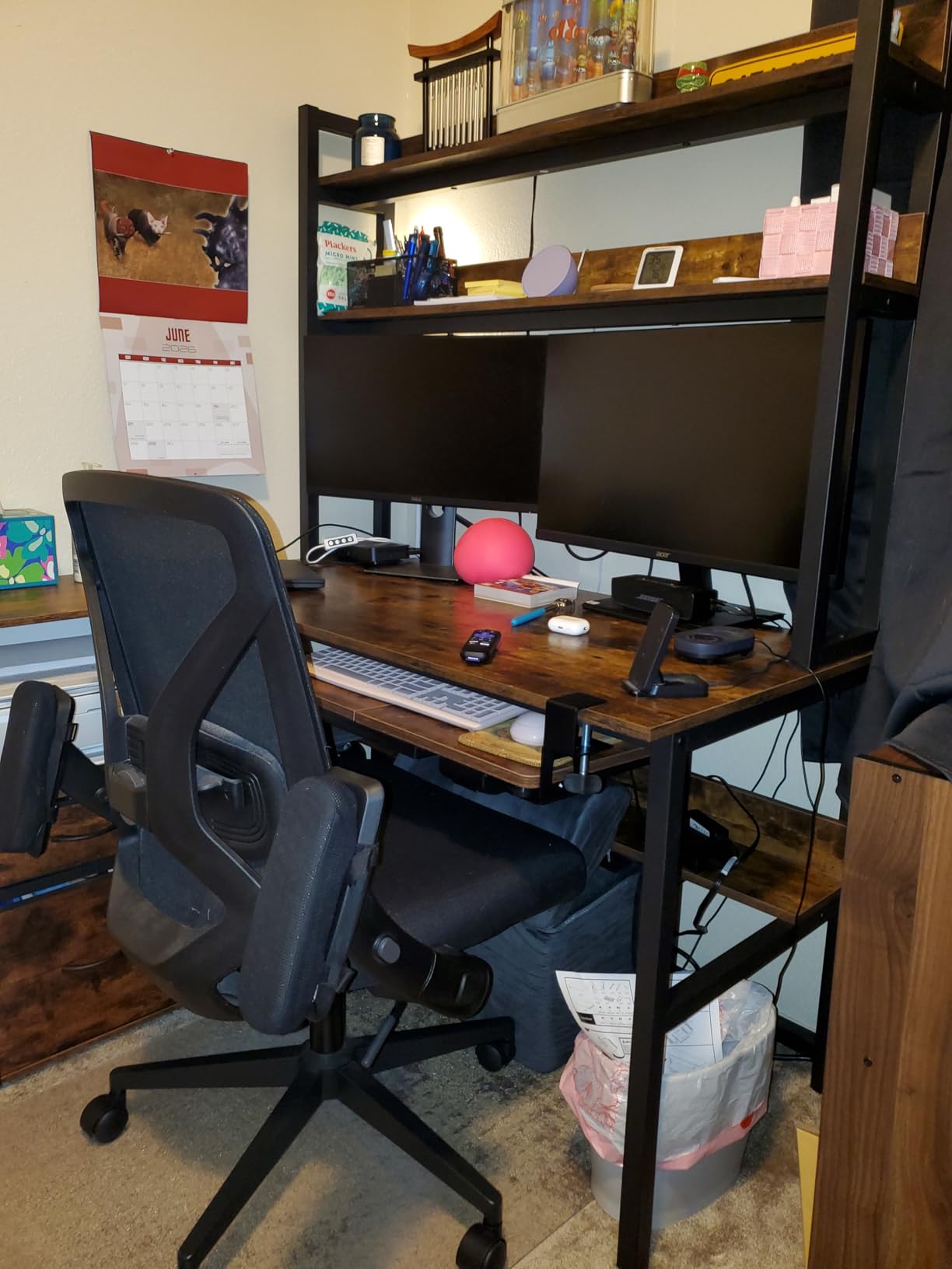Aquzee Pink Desk with Shelves, Computer Desk with Hutch, 55 Inch customer photo 2