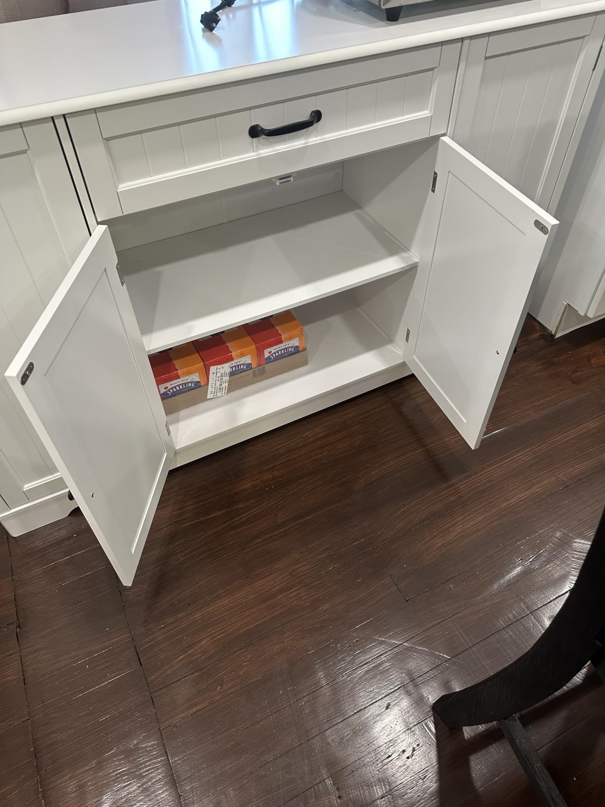 Gizoon Kitchen Coffee Bar Cabinet with Storage, White and Rustic customer photo 1