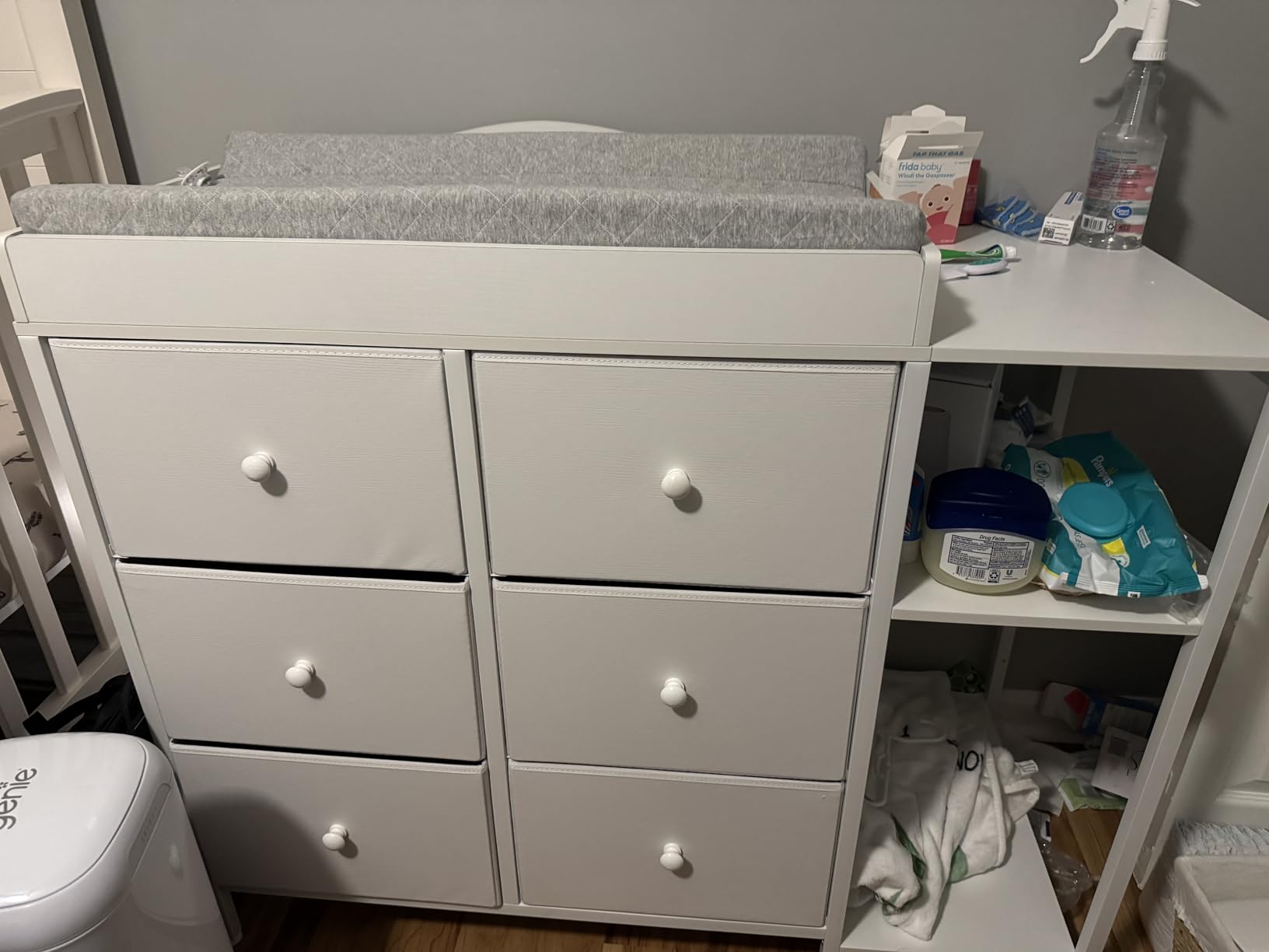 BOLUO Baby Dresser with Changing Table Top, Black Changing Table Dresser with 6 Fabric Drawers Diaper Changing Station with Storage Shelf for Nursery Modern customer photo 2