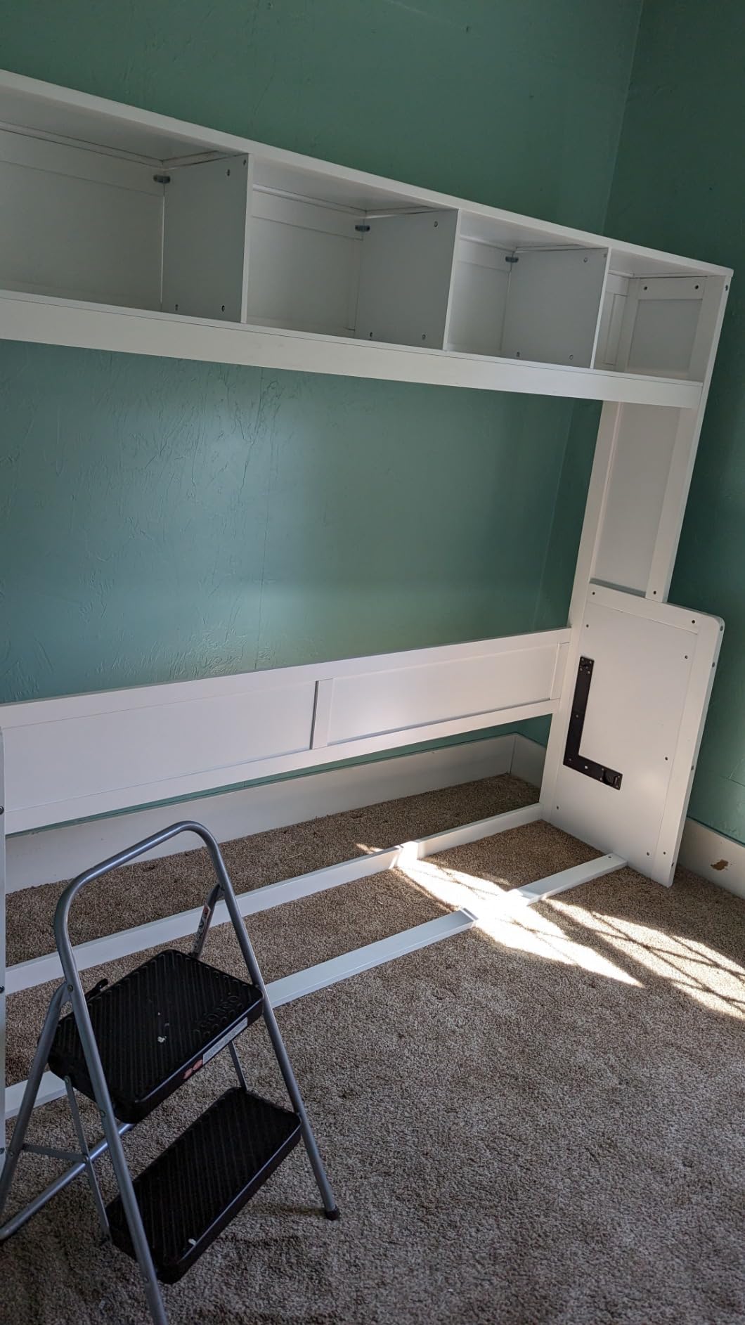 Rophefx Queen Murphy Bed Cabinet with 5-Tier Shelves, Wood Wall Bed, White customer photo 1