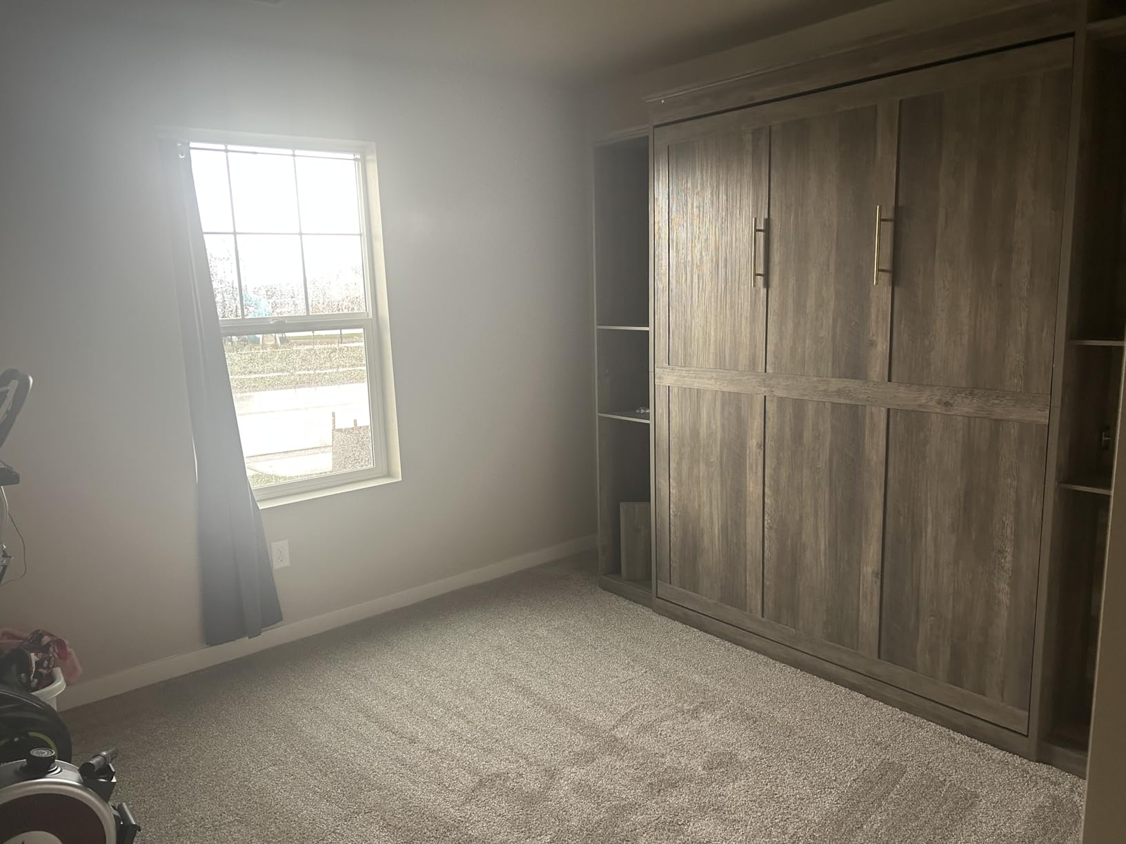 Rophefx Queen Murphy Bed Cabinet with 5-Tier Shelves, Wood Wall Bed, White customer photo 2