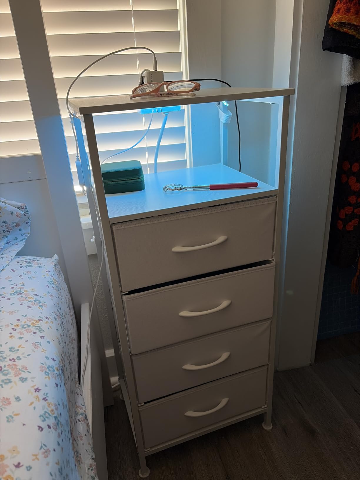 SONGMICS Nightstand with Charging Station, 2 Fabric Drawers customer photo 1