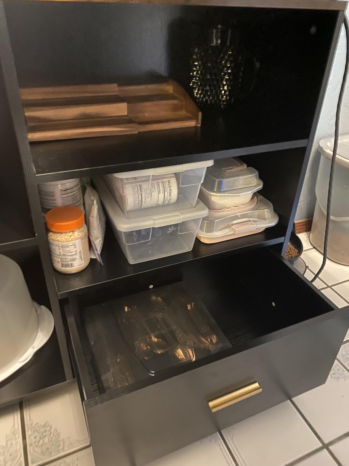 HSH 72” Rolling Kitchen Island with Seating & Storage on Wheels, Black Oak customer photo 2