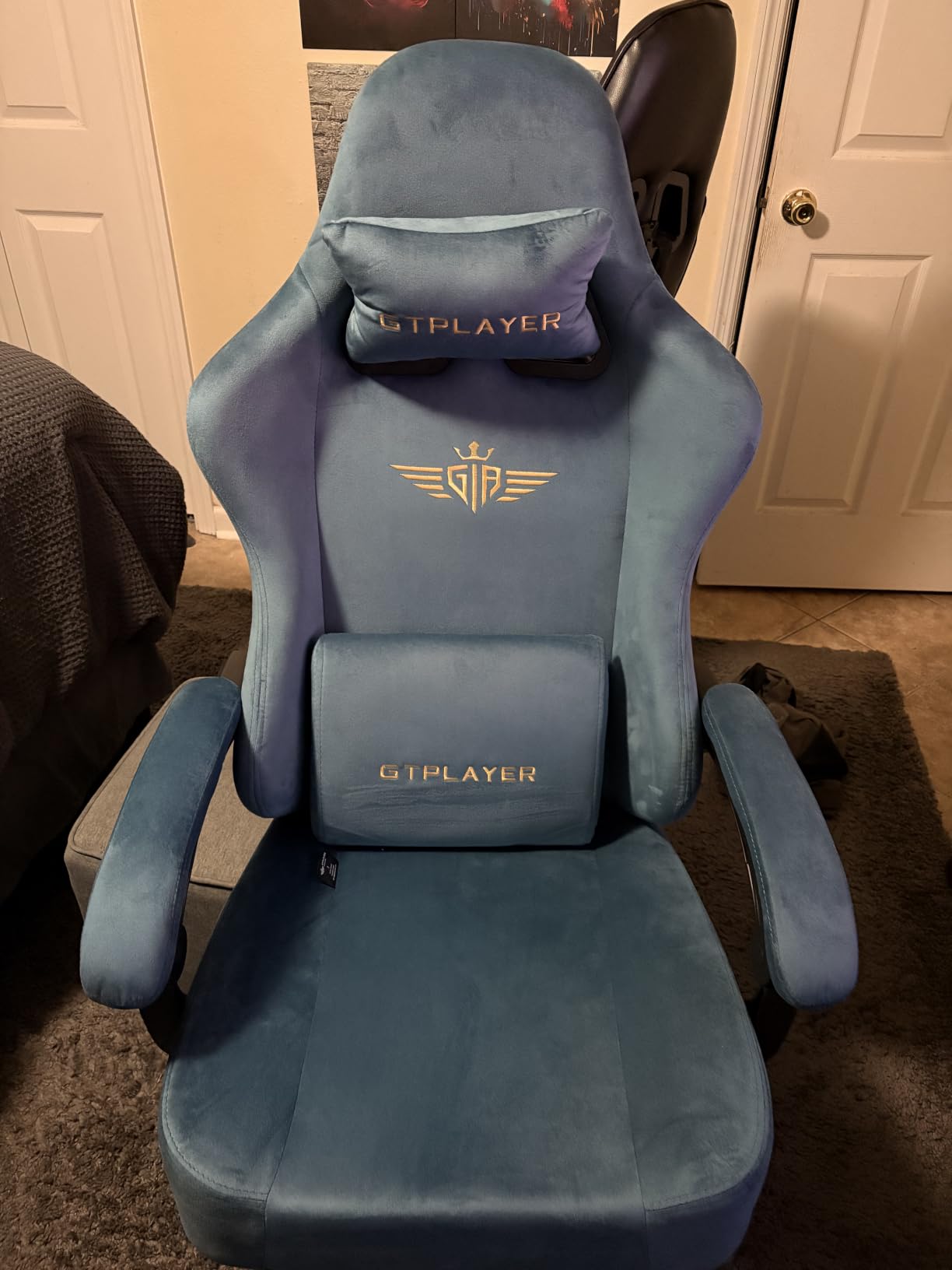 GTPLAYER Gaming Chair Fabric with Pocket Spring Cushion, Big and Tall Gamings Chairs 350LBS High Back Computer Chair with Footrest for Adults Lumbar Support Swivel Game Chair for Office Light Black customer photo 1