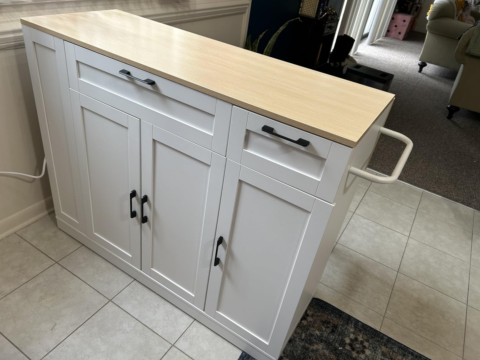 HUAHUU Rolling Kitchen Island with Storage and Seating, 43