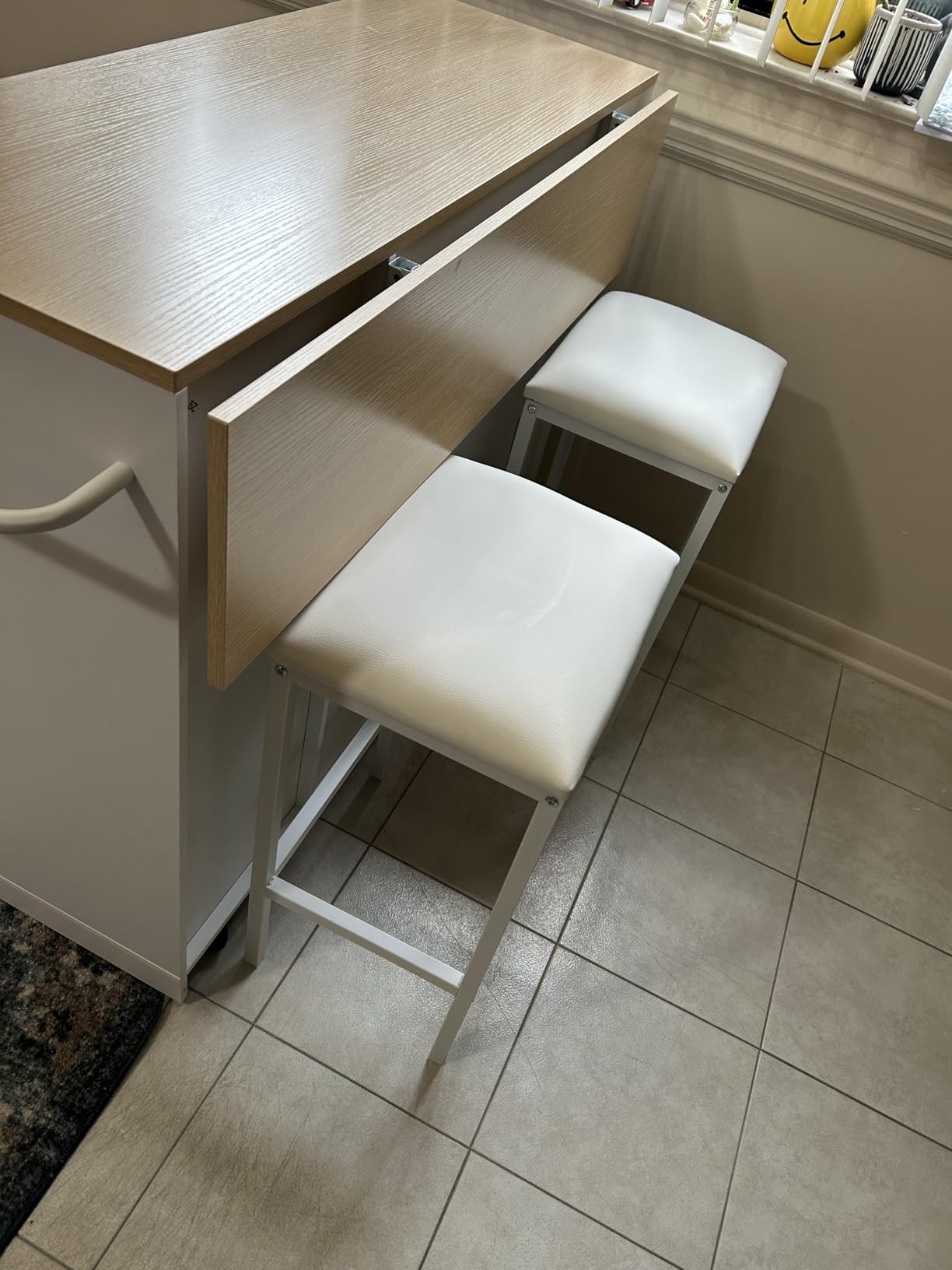 HUAHUU Rolling Kitchen Island with Storage and Seating, 43
