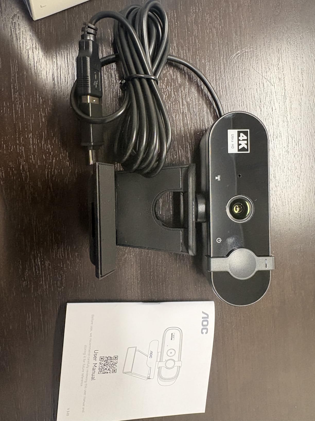 AOC 4K Webcam for PC, Streaming Computer Camera with Noise-Canceling Mic | 80° FOV, Privacy Cover, Plug & Play, Zoom/Skype/FaceTime Compatible, Works with Mac/Laptop/Switch 2, USB C-A Adapter Included customer photo 2