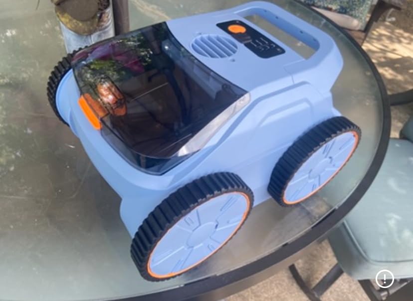 Cordless Robotic Pool Cleaner, 180 Mins Runtime Self-Parking Pool Vacuum for Above Ground Pools, Wall Climbing Automatic Pool Robot - NOT Suitable for Pools with Sharp Steps/Raised Drains customer photo 1