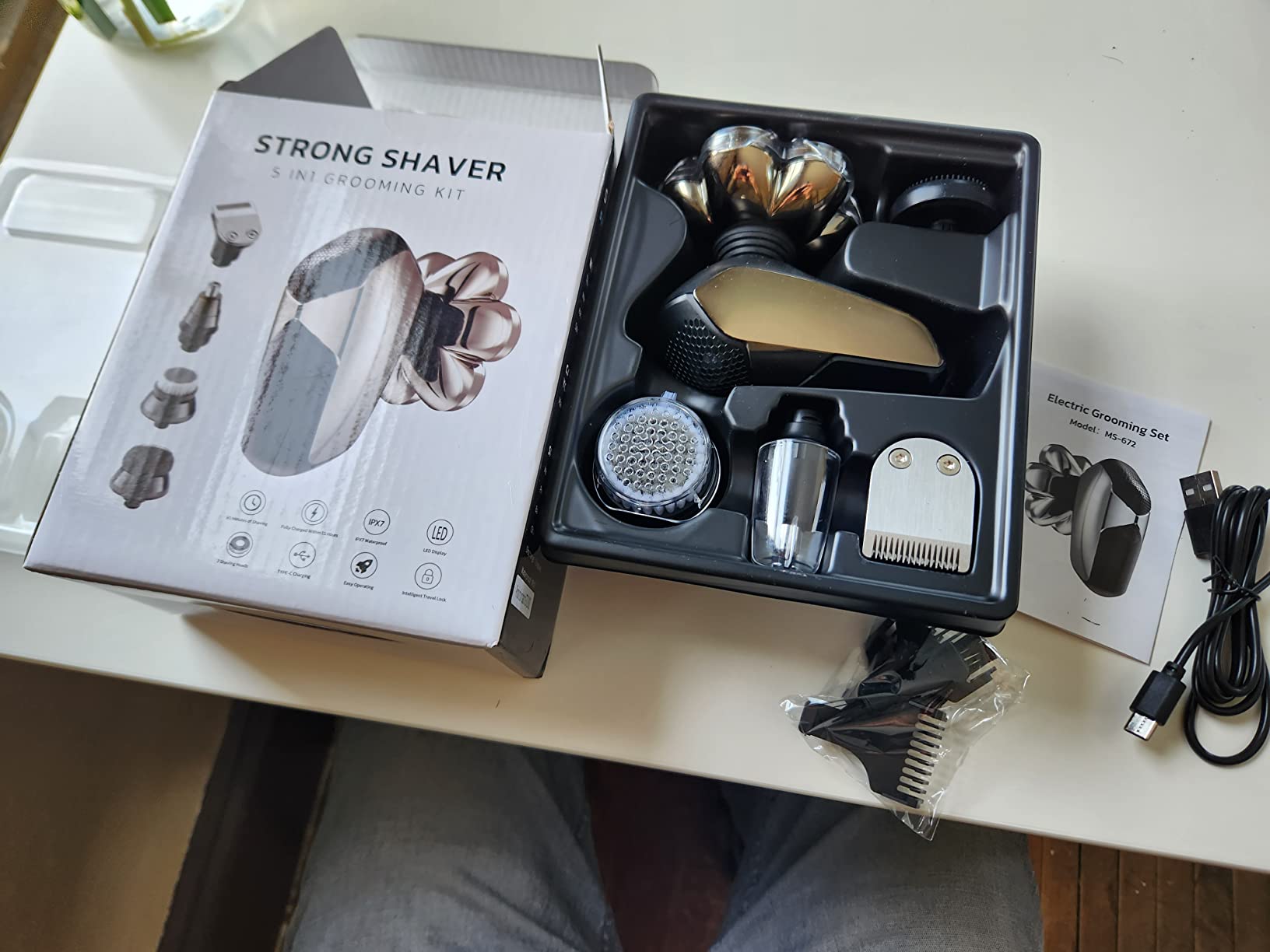 SHPAVVER Head Shavers for Bald Men: 5-in-1 Upgraded Electric Razor - IPX7 Waterproof Shaving Grooming Kit for Balder - Turbo Speed & Precision Blades Valentine's Day (Ink Black) customer photo 2