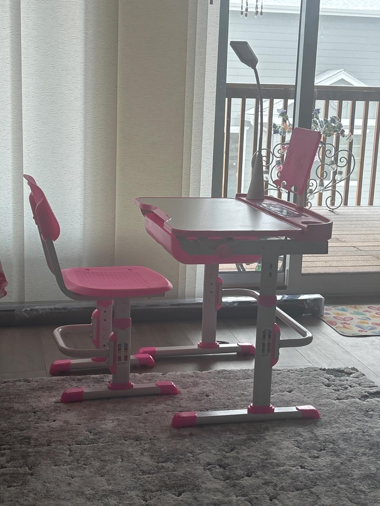 Cantonape Kids Desk and Chair Set for Boys Girl Study Home School, Gray customer photo 2