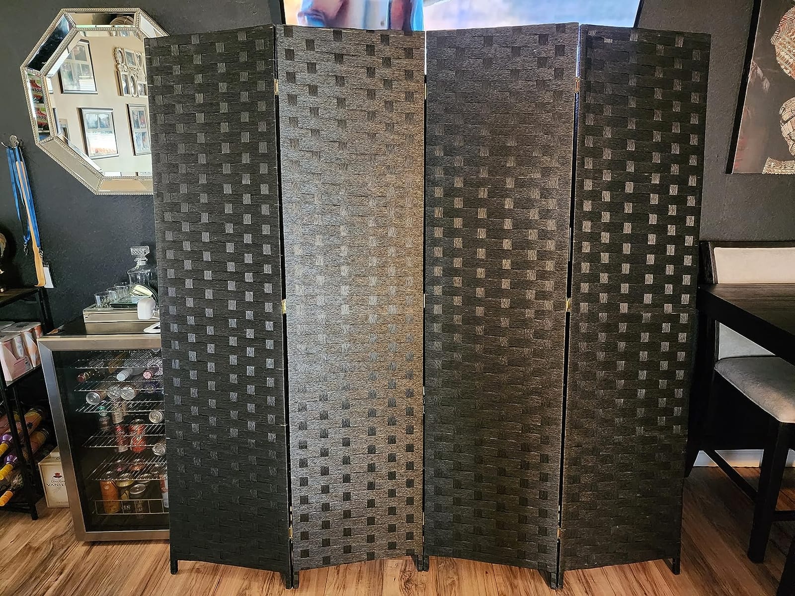 FDW 4-Panel Folding Room Divider | 6ft, Coal Black | Light & Portable customer photo 1