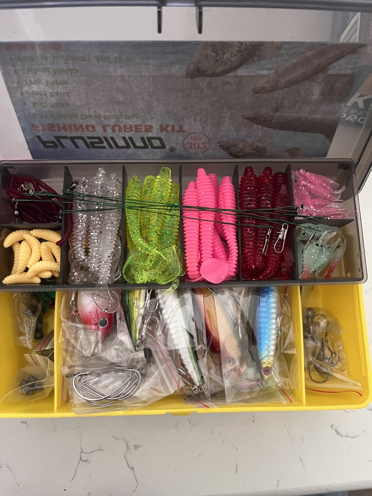 PLUSINNO Fishing Lures, All-in-One Fishing Tackle Box with Tackle Included, Fishing Gear Lure Bait Accessories Kit for Freshwater Bass Trout, Ideal Fishing Gifts for Men, Father & Beginners customer photo 2