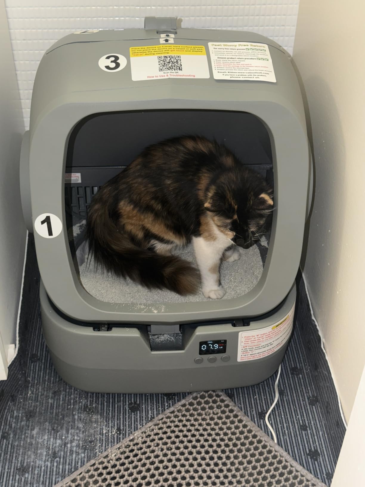 UPFAS Automatic Cat Litter Box Self Cleaning - APP Control - Weight Monitoring - Ultra-Quiet, Medium Cats and Kittens Litter Box, Safe Anti-Pinch【Assembly Required】- Grey customer photo 1
