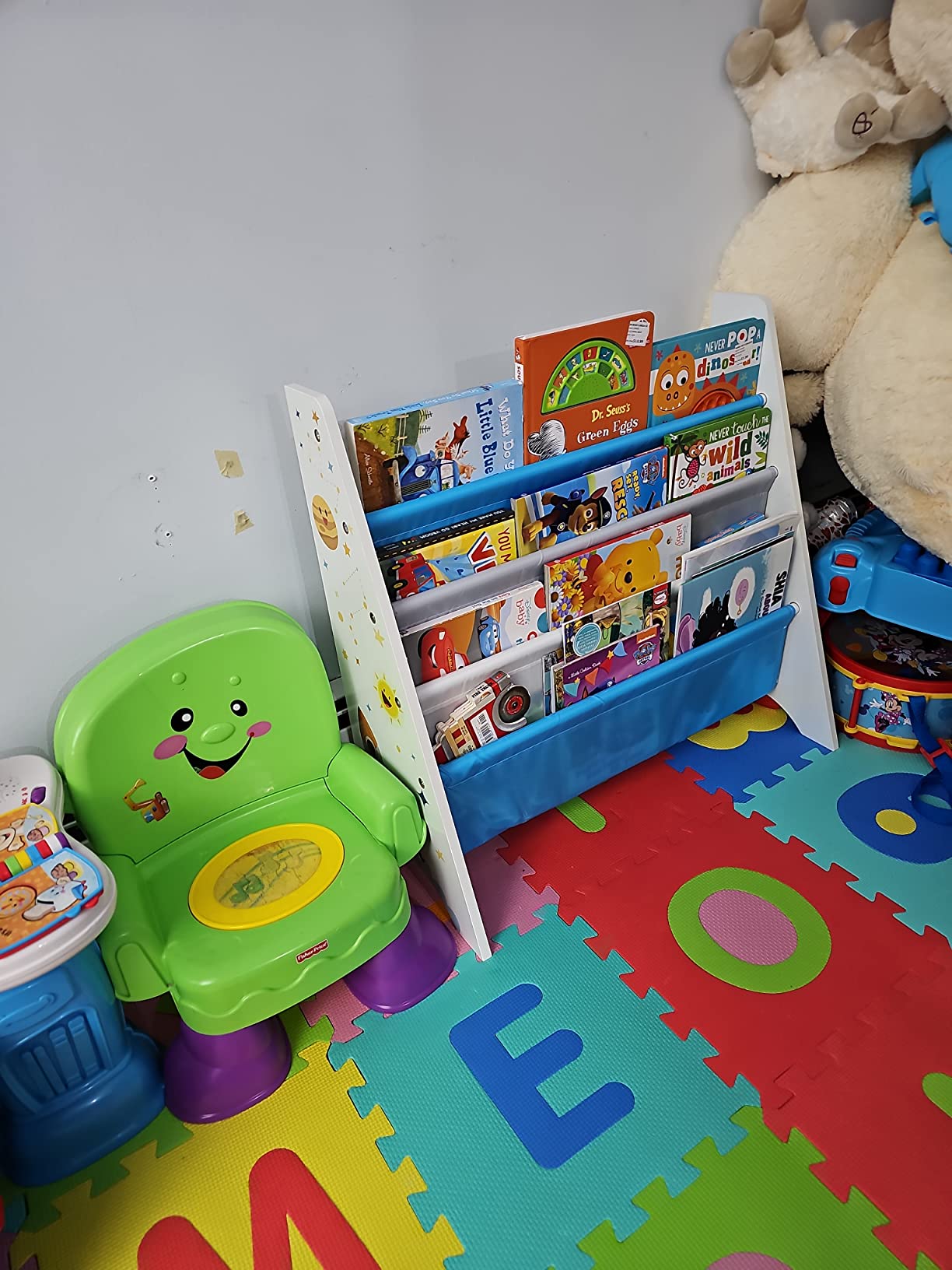 SONGMICS Kids Bookshelf, 4-Tier Toddler Bookcase, 24.6 x 9.8 x 23.6 Inch customer photo 2