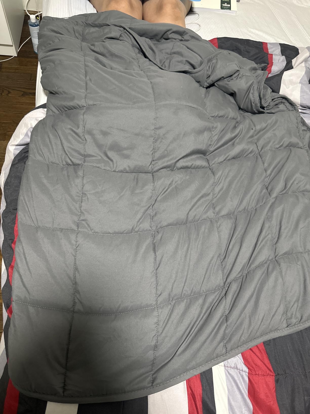 Smart Queen Weighted Blanket 15lbs (48”x72”,Grey) Twin Size Soft Cooling Heavy Blanket for Sleeping, Breathable All Season Comfort with Premium Glass Beads,Machine Washable customer photo 1