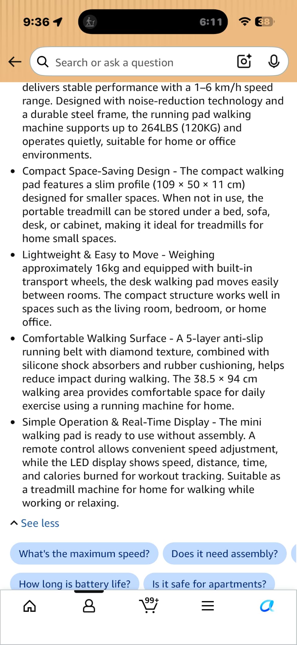 Walking Pad Treadmill for Home - Under Desk Treadmills Portable Mini Compact Walk Pads for Small Spaces Office Indoor Apartment Floor Flat Running Machine with Remote Quiet Lightweight customer photo 1