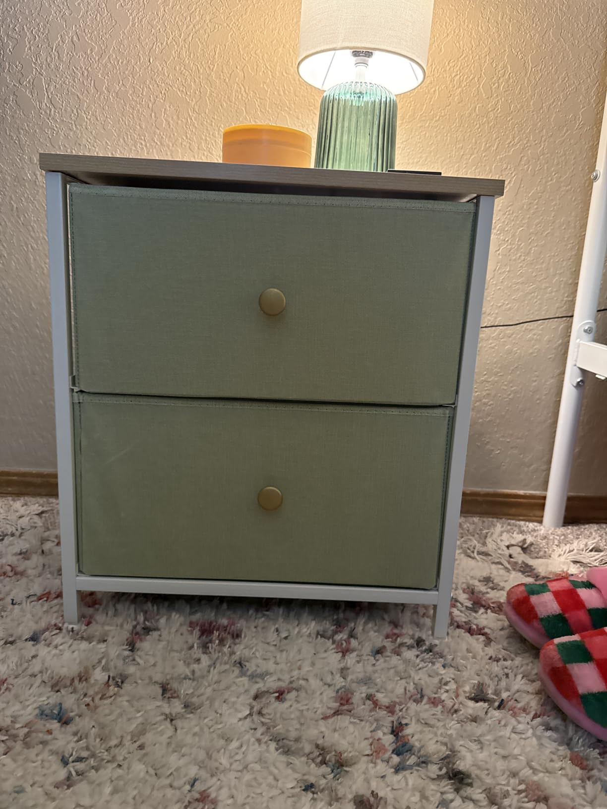 Sweetcrispy Nightstands Set of 2 with 2 Storage Drawer, Small Dresser customer photo 2