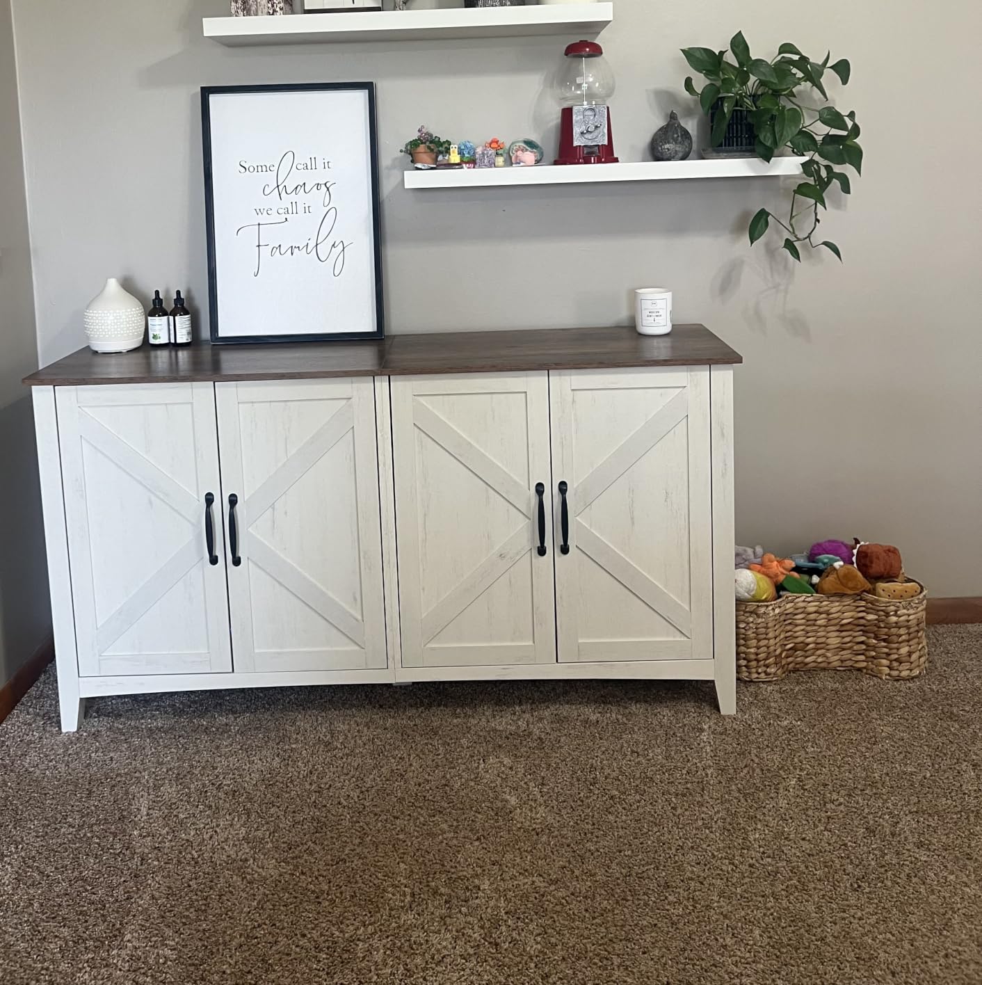 VASAGLE Farmhouse Buffet Cabinet, Coffee Bar with 2 Drawers customer photo 2
